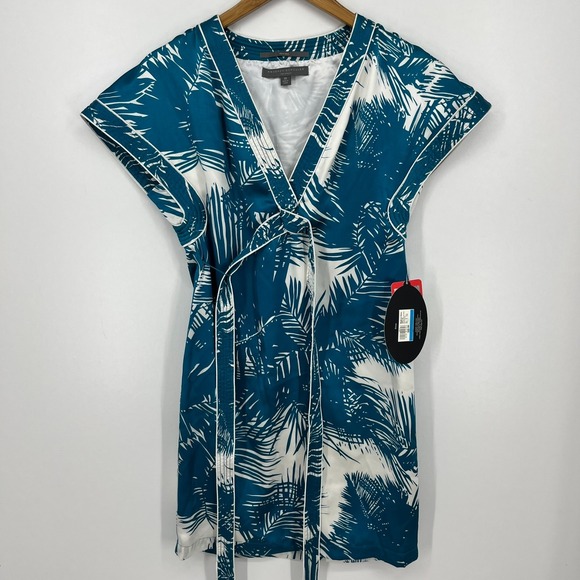Proenza Schouler for Target 100% Silk Dress Women's XS Blue Floral Palm New NWT - Picture 1 of 11